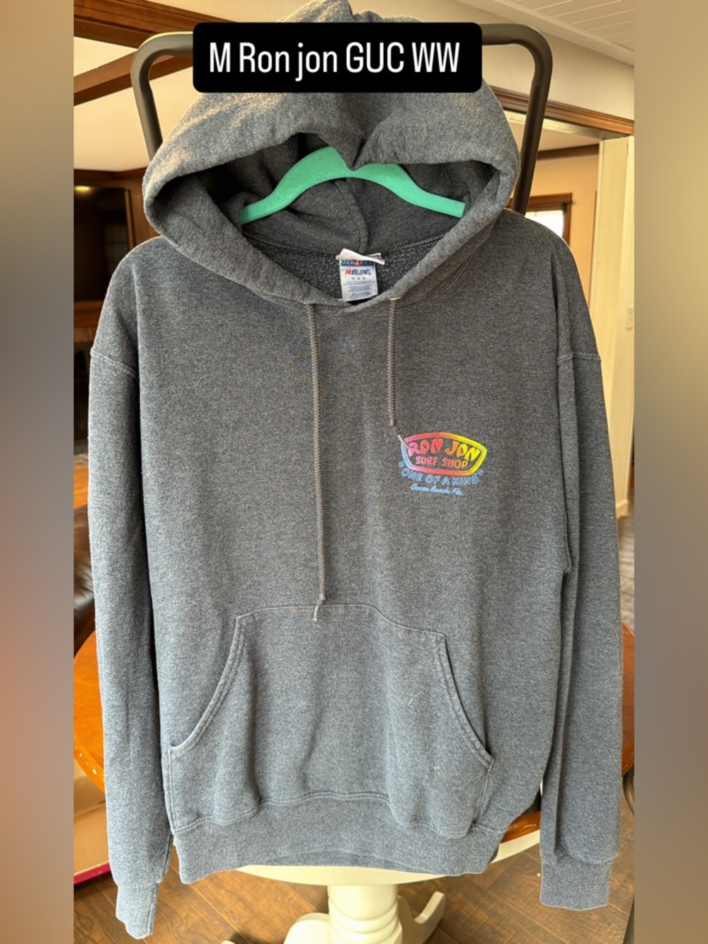 Medium Ron Jon Cocoa Beach colorful grey hoodie